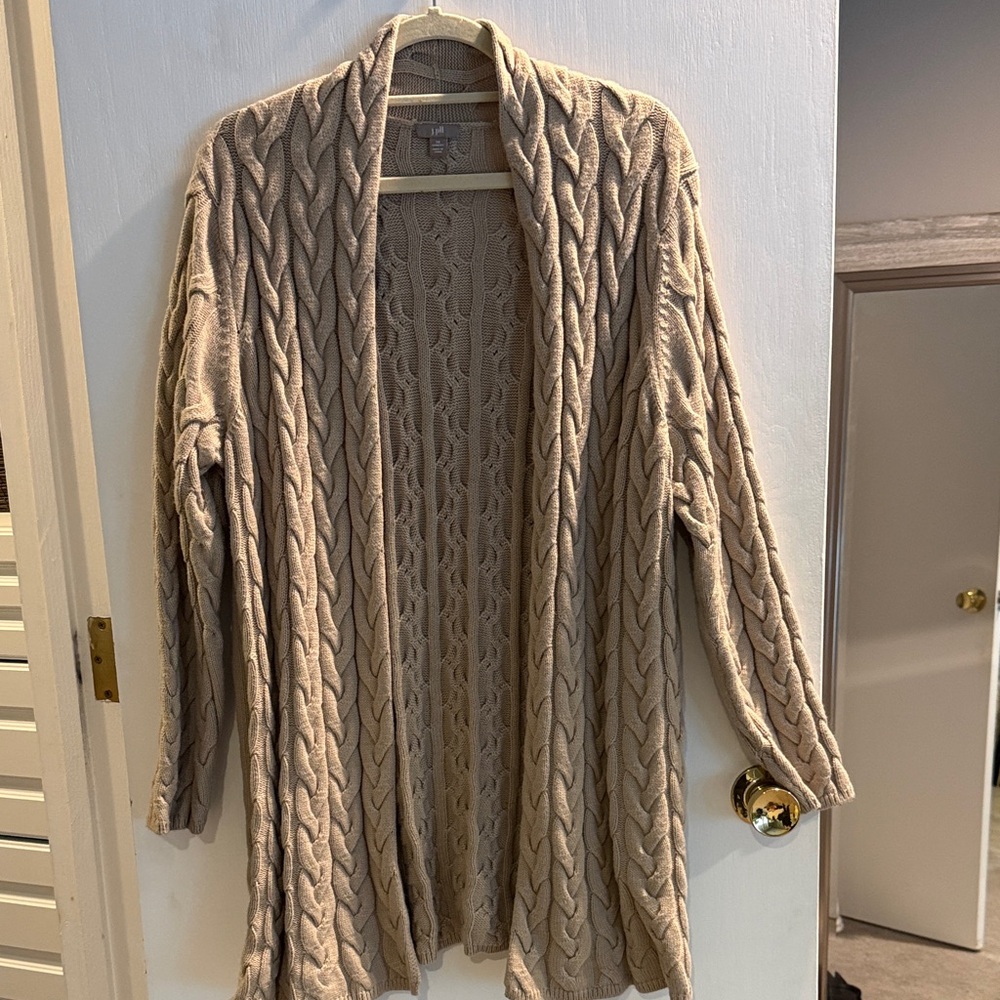 J. Jill Beige Cable Knit Cardigan